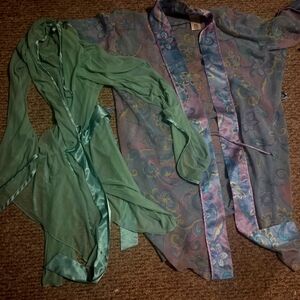 Sheer Green and Blue Floral Robes